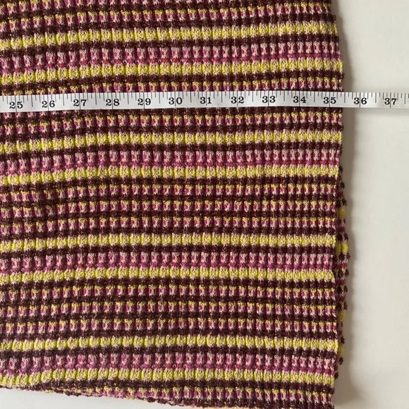 NEW FREE PEOPLE Into You  Shimmer Mini SweaterDress Pink Metallic Retro Stripe - Picture 9 of 16